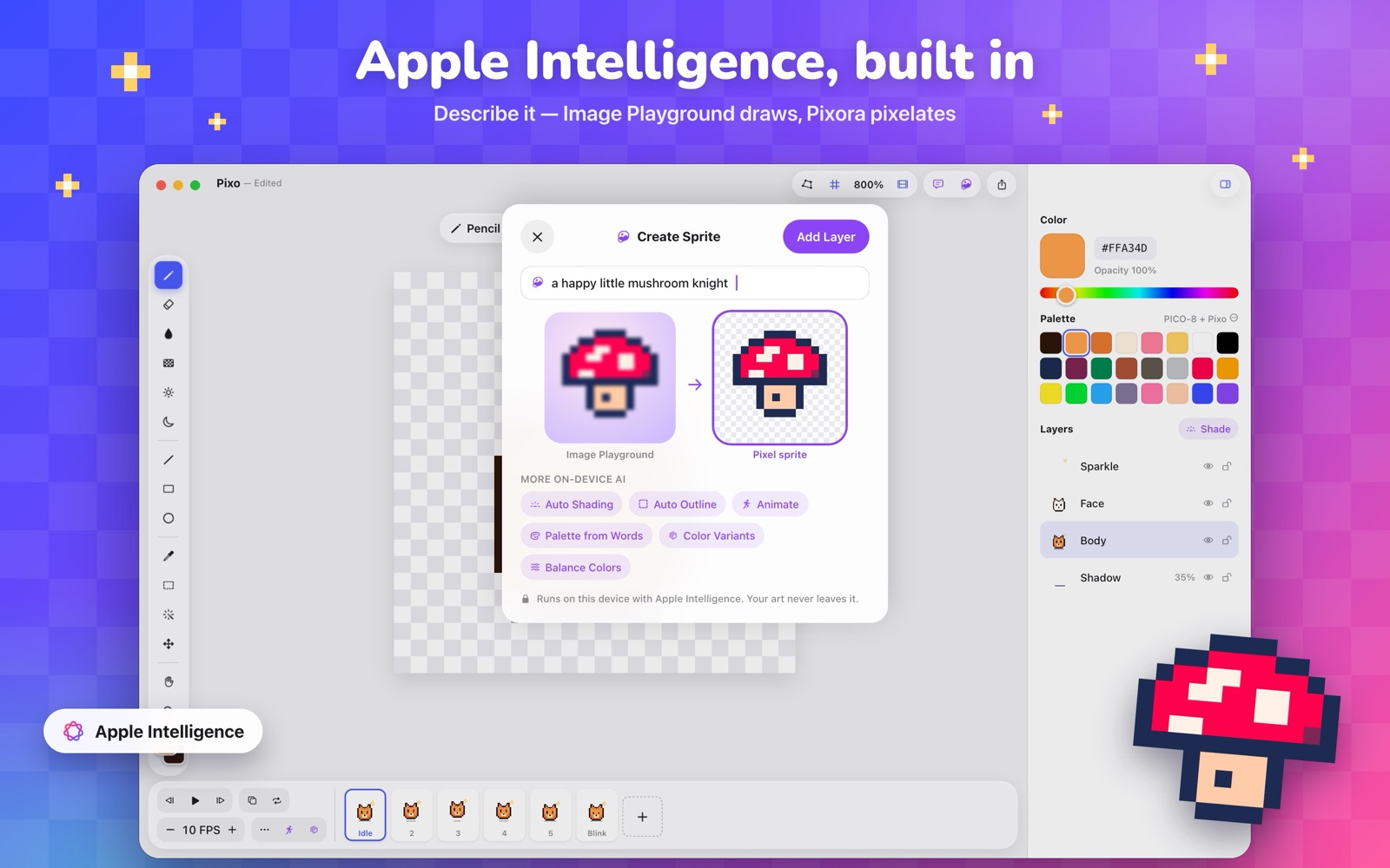 Create Sprite generating a pixel-art character from a sentence
